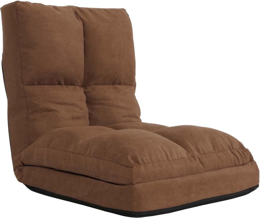 MCW Vloer fauteuil -N45 inklapbare fauteuil inklapbare fauteuil functionele fauteuil slaapfunctie inklapbaar stalen frame fluweel ~ bruin