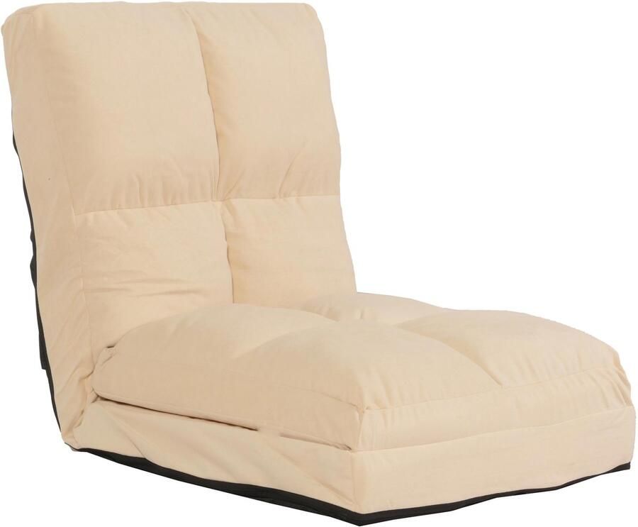 MCW Vloer fauteuil -N45 inklapbare fauteuil inklapbare fauteuil functionele fauteuil slaapfunctie inklapbaar stalen frame fluweel ~ beige