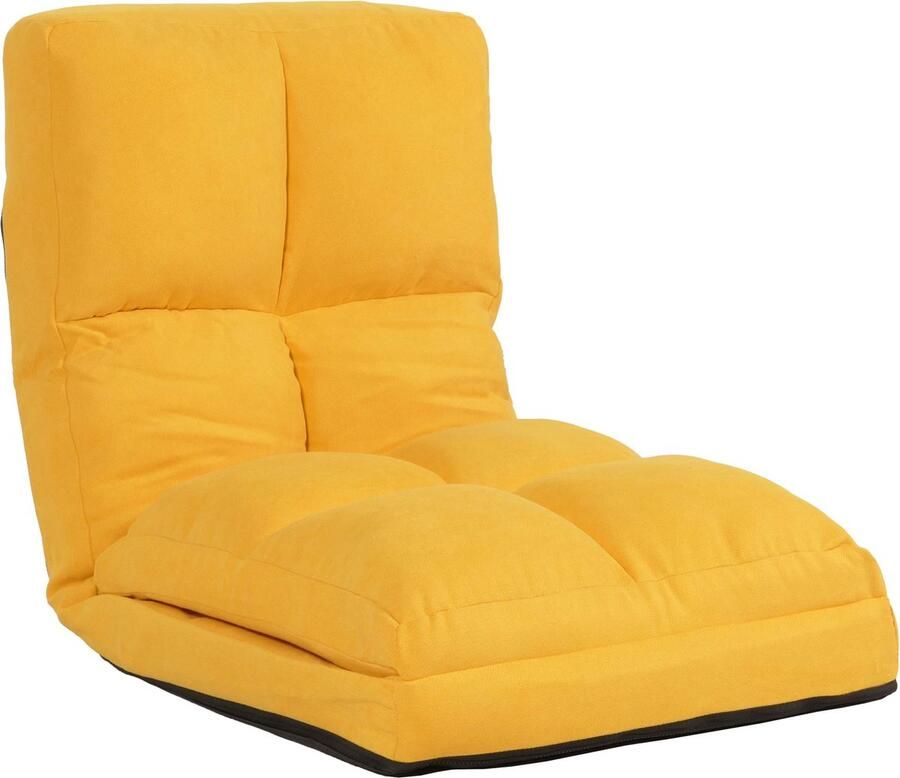 MCW Vloer fauteuil -N45 slaap fauteuil opklapbare fauteuil functionele fauteuil slaapfunctie opvouwbaar stalen frame fluweel ~ geel