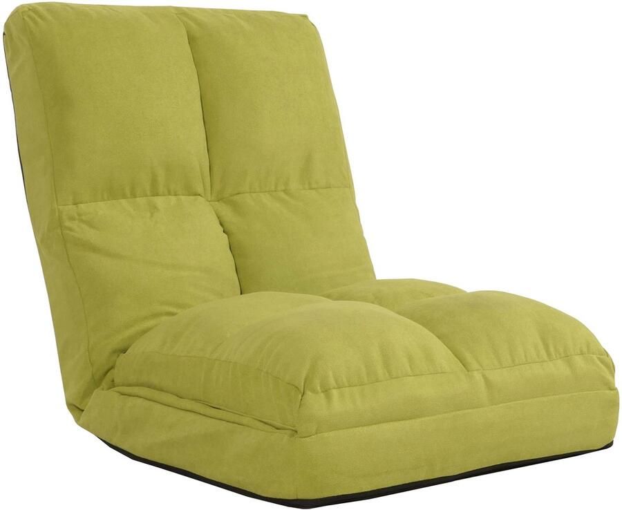 MCW Vloer fauteuil -N45 slaap fauteuil opklapbare fauteuil functionele fauteuil slaapfunctie opvouwbaar stalen frame fluweel ~ groen