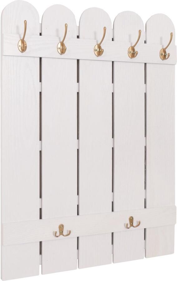 MCW Wandkapstok -N95 kapstokpaneel paulownia 7 haken 86x60cm ~ wit