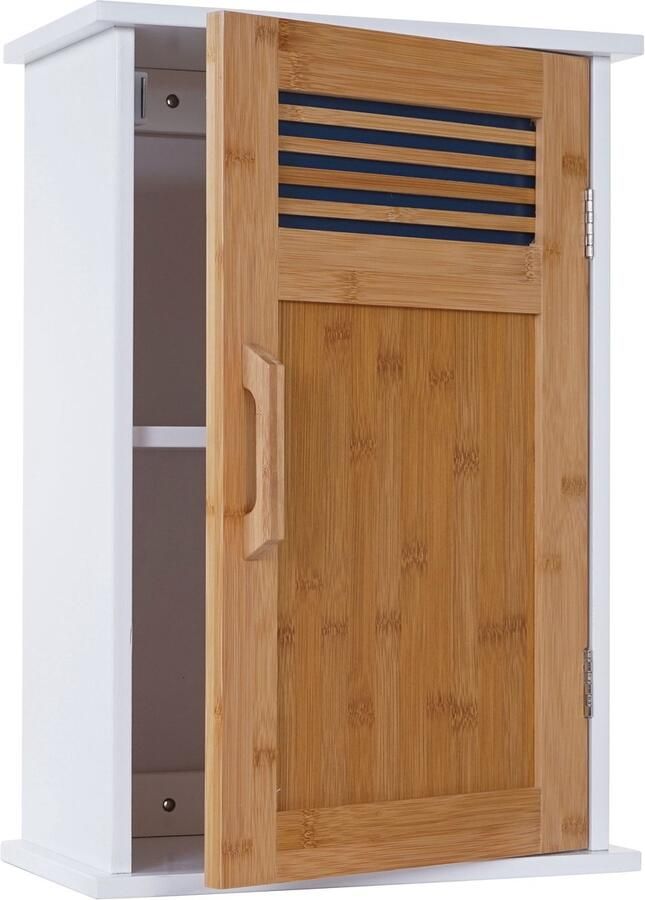 MCW Wandkast -A85 badkamermeubel Wandkast bamboe 52x35x21cm wit