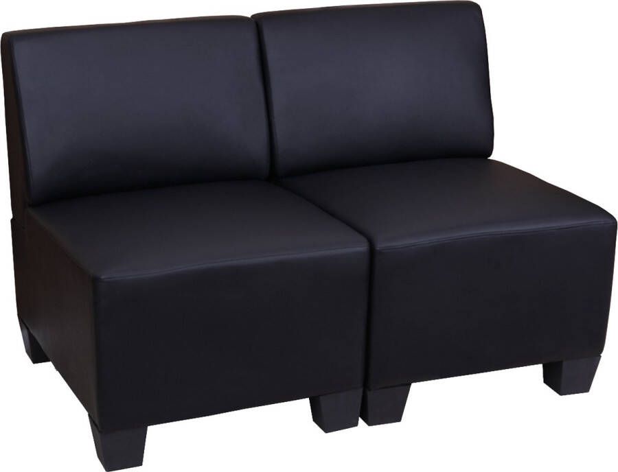MCW Modulaire 2-zitsbank Couch Lyon kunstleer ~ zwart zonder armleuningen