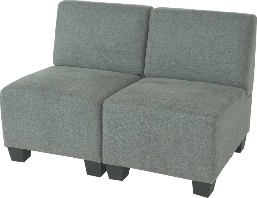 MCW Modulaire 2-zitsbank Couch Lyon stof textiel ~ grijs zonder armleuningen