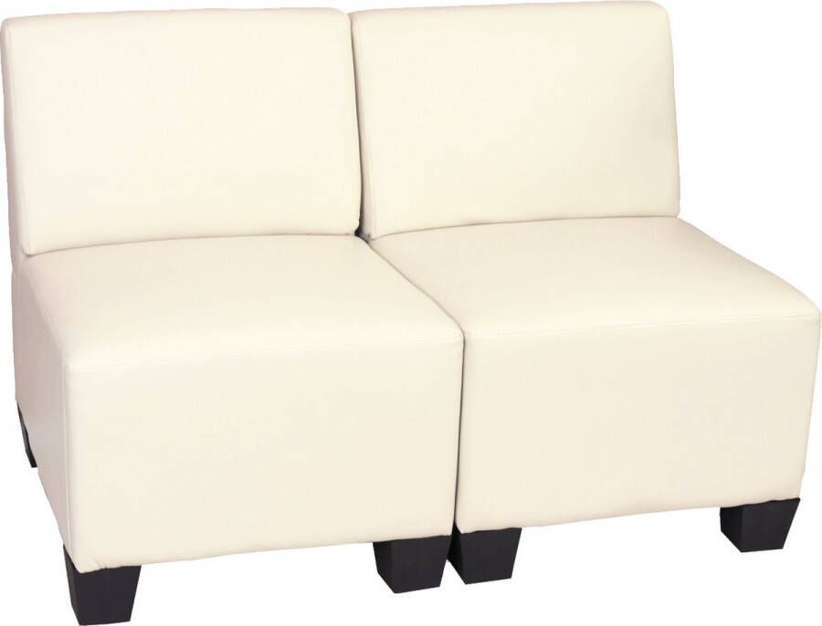 MCW Modulaire 2-zitsbank Couch Lyon kunstleer ~ crème zonder armleuningen
