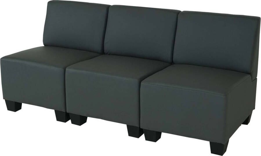 MCW Modulaire 2-zitsbank Couch Lyon kunstleer ~ donkergrijs zonder armleuningen