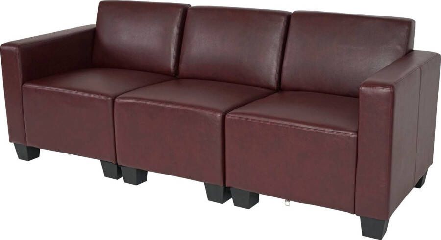 MCW Modulaire 3-zitsbank Couch Lyon kunstleer ~ roodbruin