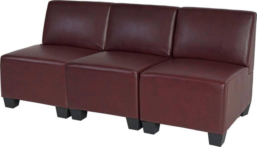 MCW Modulaire 3-zitsbank Couch Lyon kunstleer ~ roodbruin zonder armleuningen