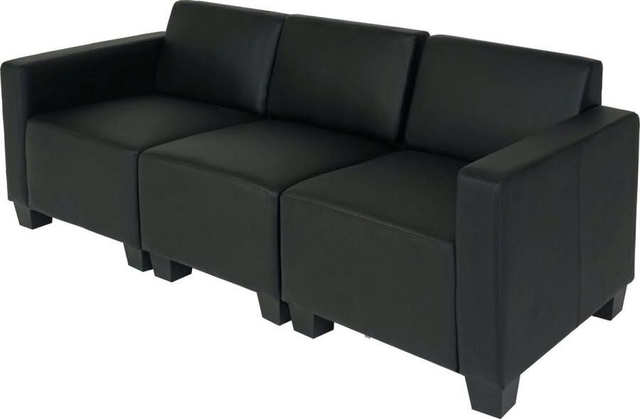 MCW Modulaire 3-zitsbank Couch Lyon kunstleer ~ zwart