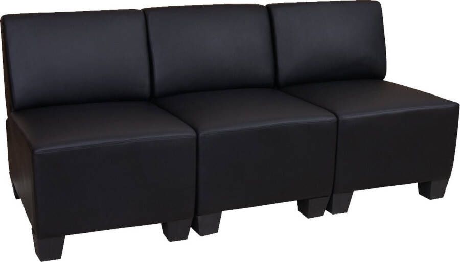 MCW Modulaire 3-zitsbank Couch Lyon kunstleer ~ zwart zonder armleuningen