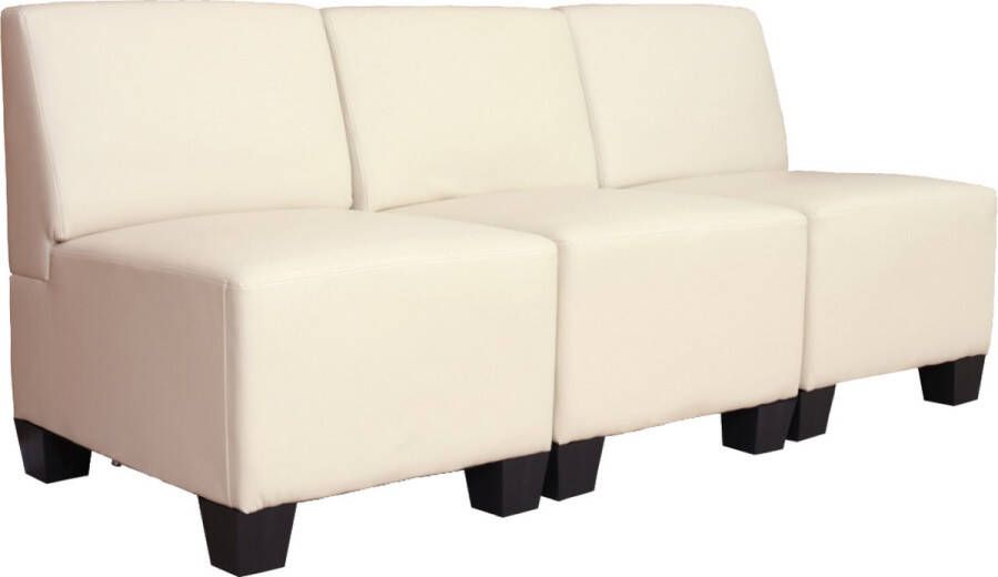 MCW Modulaire 3-zitsbank Couch Lyon kunstleer ~ crème zonder armleuningen