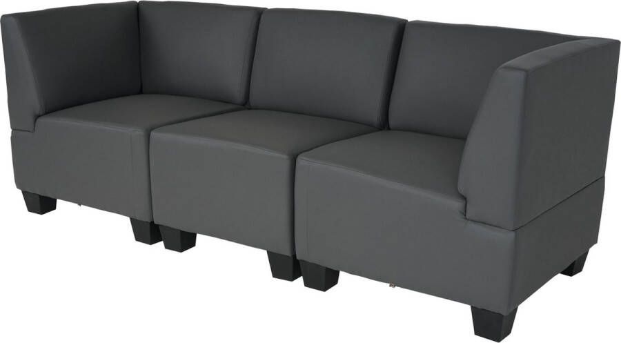 MCW Modulaire 3-zitsbank Couch Lyon kunstleer ~ donkergrijs hoge armleuningen