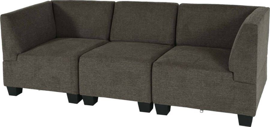 MCW Modulaire 3-zitsbank Couch Lyon stof textiel ~ bruin hoge armleuningen