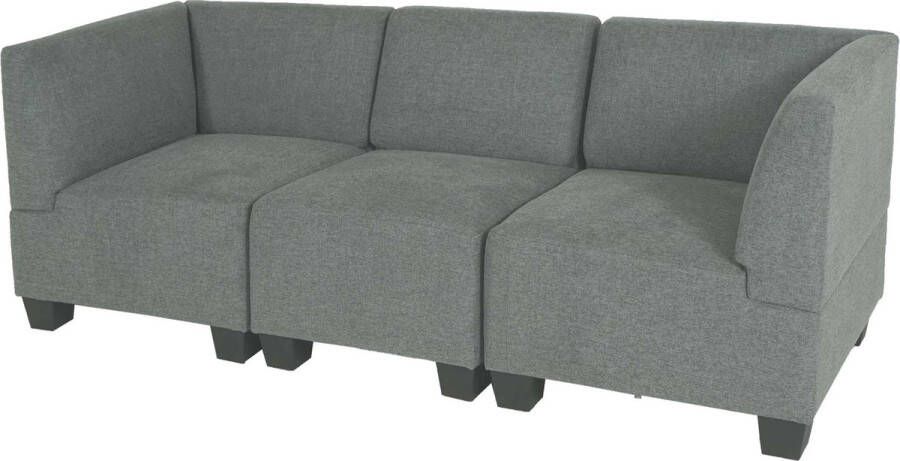 MCW Modulaire 3-zitsbank Couch Lyon stof textiel ~ grijs hoge armleuningen