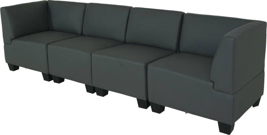 MCW Modulaire 4-zitsbank Couch Lyon kunstleer ~ donkergrijs hoge armleuningen