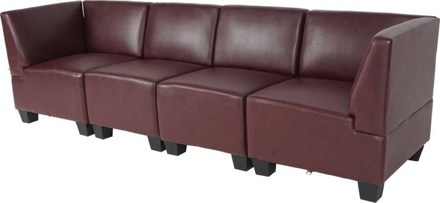 MCW Modulaire 4-zitsbank Couch Lyon kunstleer ~ roodbruin hoge armleuningen