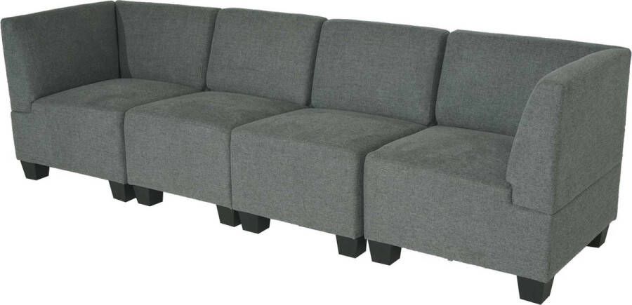 MCW Modulaire 4-zitsbank Couch Lyon stof textiel ~ grijs hoge armleuningen