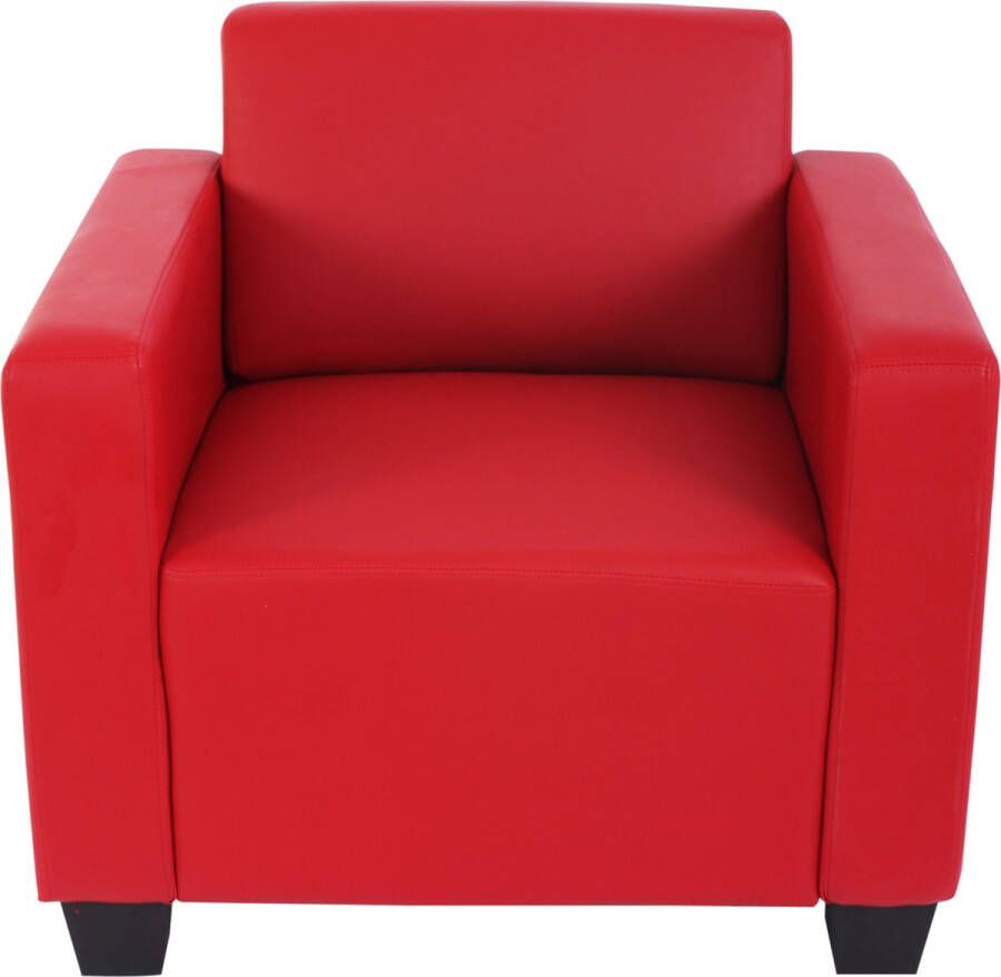 MCW Modulaire fauteuil loungestoel met voetenbank Lyon kunstleer ~ rood