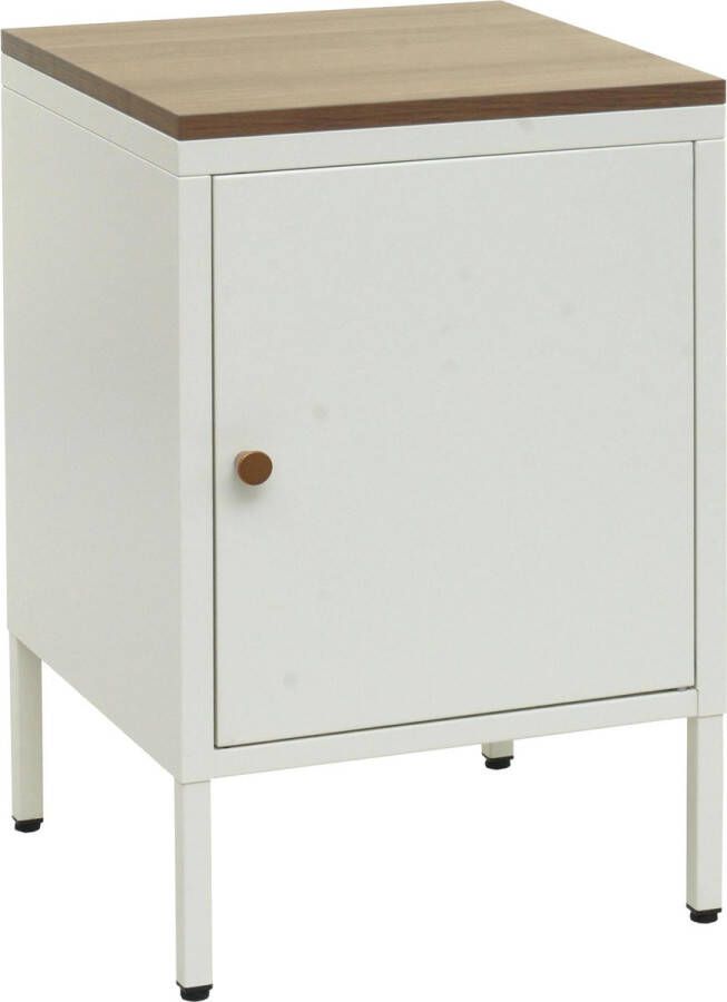 MCW Nachtkastje -L84 nachtkastje ladekast bijzettafel kastje metaal 63x40x40cm melamine gecoat ~ wit