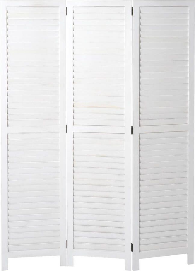 MCW Paravent -C30 kamerscherm privacyscherm shabby look vintage 170x120cm ~ wit
