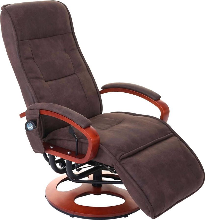 MCW Relaxfauteuil ARLES II ligstoel massagestoel MET massage stof textiel ~ imitatie suède bruin
