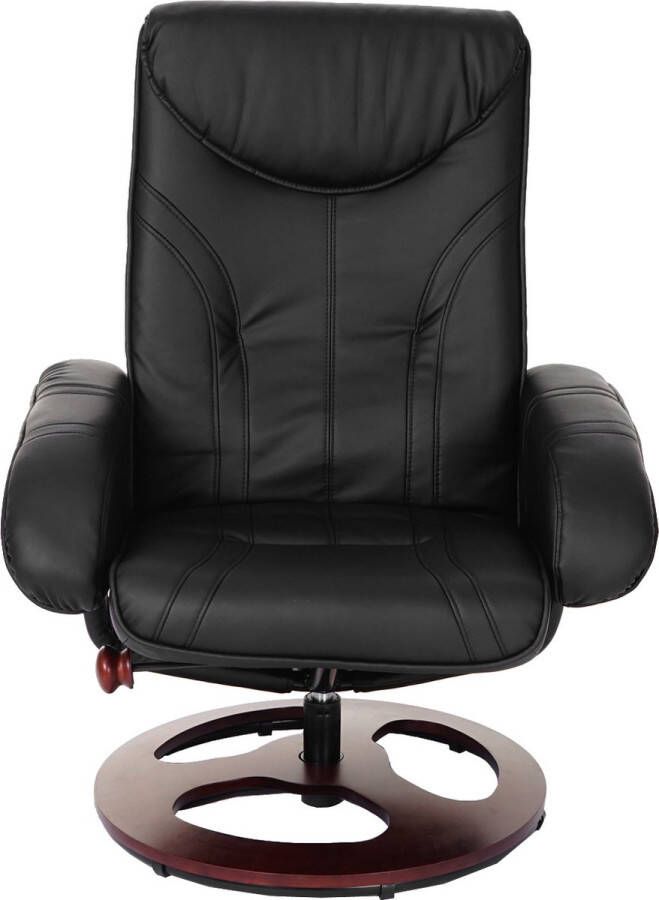 MCW Relaxfauteuil -C46 TV-fauteuil met kruk kunstleer ~ zwart