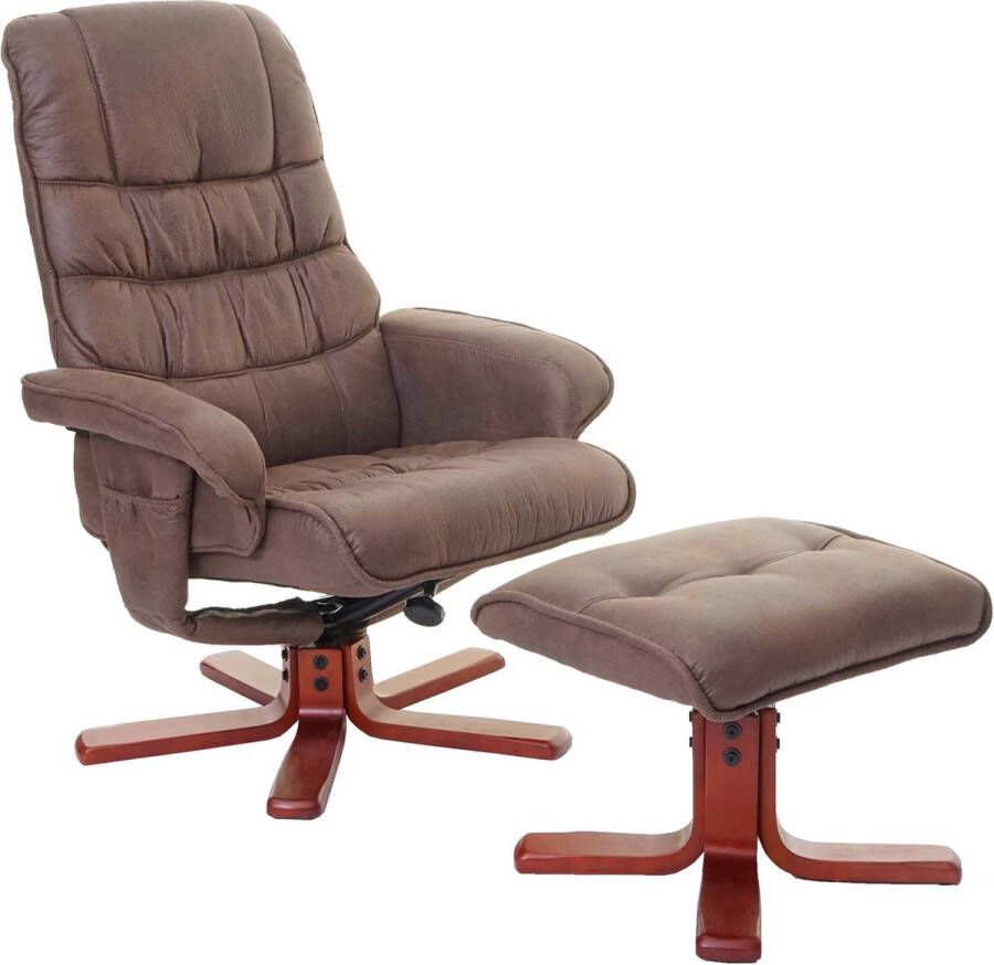 MCW Relax fauteuil -E30 relax TV fauteuil met kruk ~ imitatie suède bruin