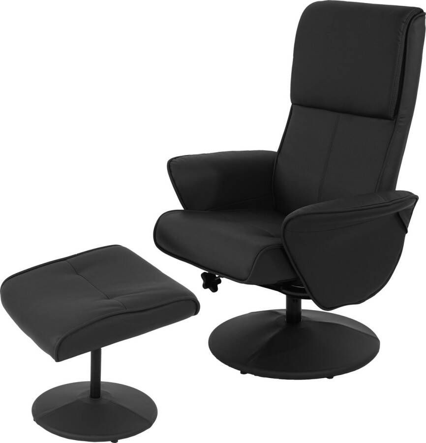 MCW Relax fauteuil Helsinki TV fauteuil Relax fauteuil TV met kruk ~ kunstleer zwart