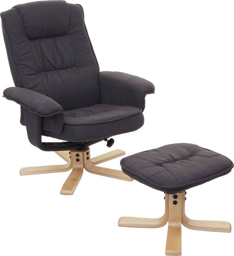MCW M56 relaxfauteuil TV-fauteuil met hocker stof textiel MVG-gecertificeerd ~ donkergrijs