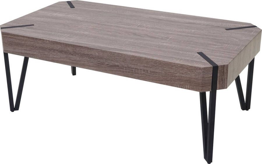 MCW Salontafel Kos T573 woonkamertafel 43x110x60cm MVG-gecertificeerd ~ Donkere eik donkere metalen poten