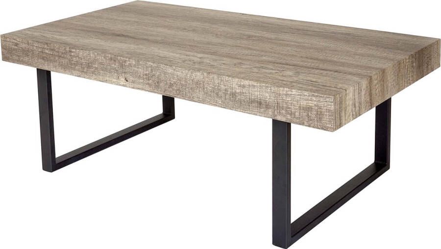 MCW Salontafel Kos T576 woonkamertafel 40x110x60cm MVG-gecertificeerd ~ wild eiken donkere metalen poten