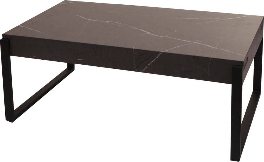 MCW Salontafel -L53 woonkamertafel bijzettafel sofatafel metaal 43x110x64cm ~ marmer look grijs