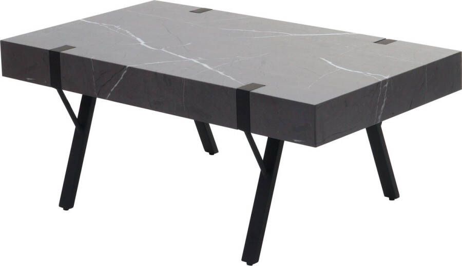 MCW Salontafel -L54 woonkamertafel bijzettafel sofatafel metaal 43x110x60cm ~ marmer-look grijs