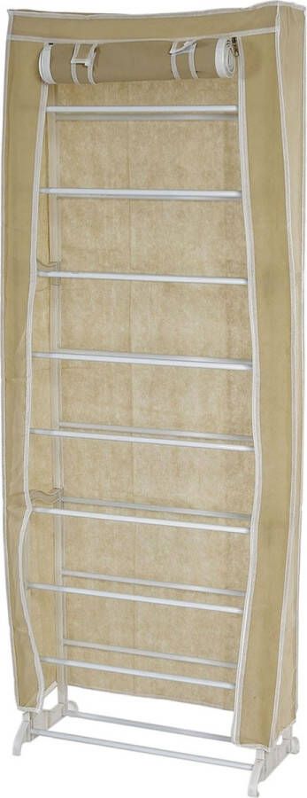 MCW Schoenenkast Campingkast Vouwkast stof 140x52x18cm crème