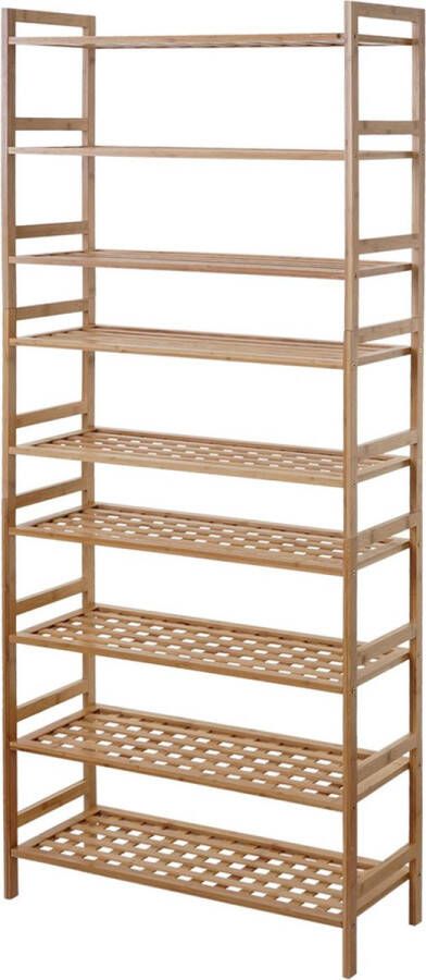 MCW Schoenenrek -B53 plank boekenkast badkamer plank vloer staande plank bamboe ~ 9 planken