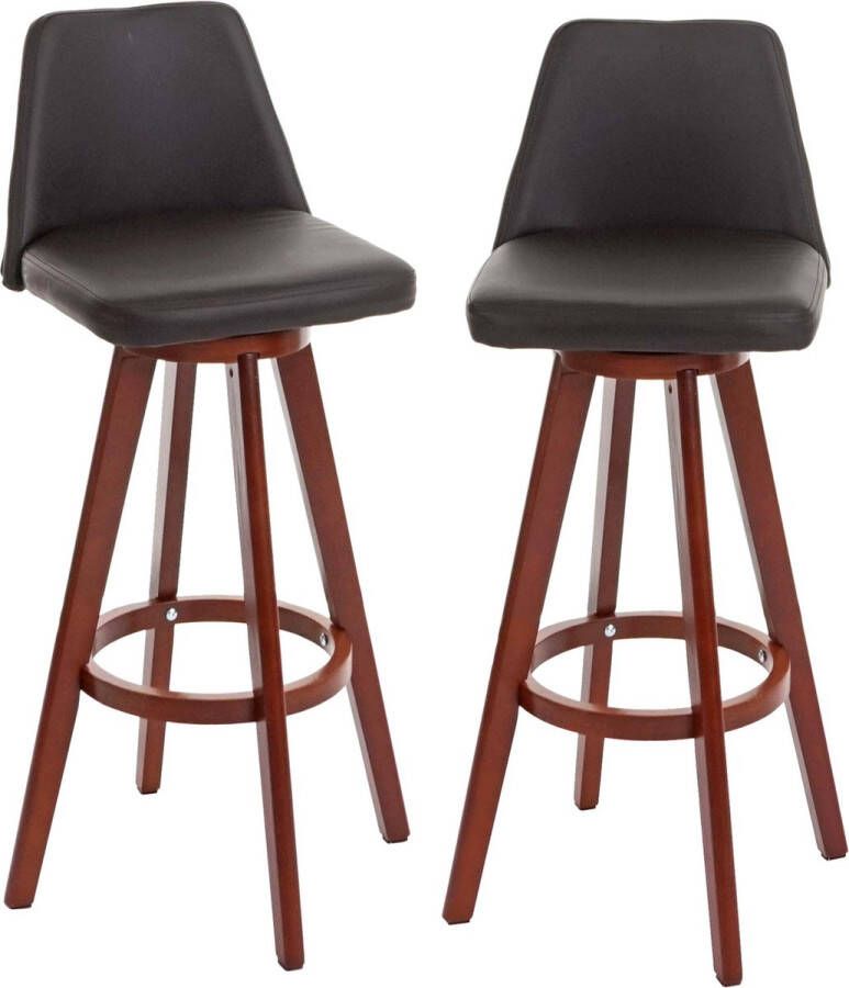 MCW Set van 2 barkrukken -C43 barkruk counter stool hout imitatieleer draaibaar MVG-gecertificeerd ~ bruin