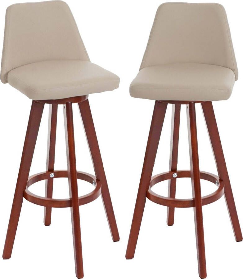 MCW Set van 2 barkrukken -C43 barkruk counter stool hout imitatieleer draaibaar MVG-gecertificeerd ~ crème