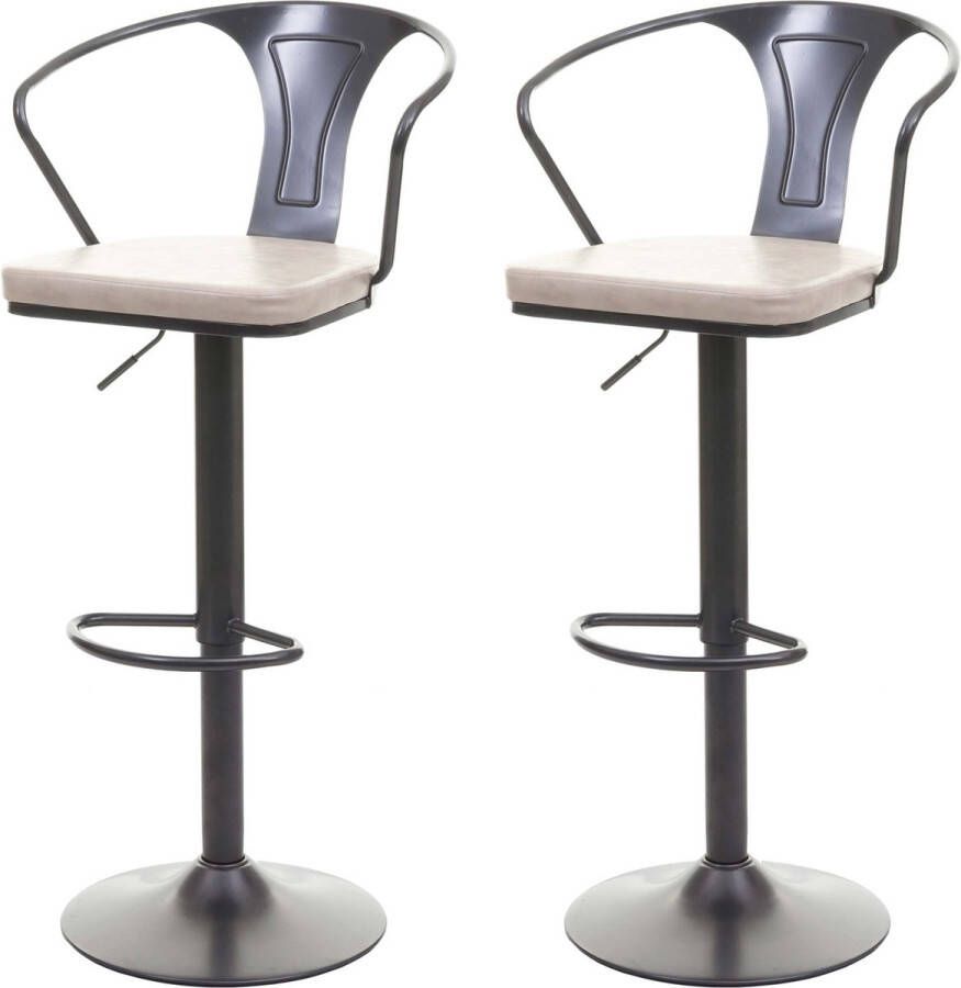 MCW Set van 2 barkrukken -H10b in hoogte verstelbaar armleuning barkruk barstoel industrieel draaibaar ~ vintage zwart-crème