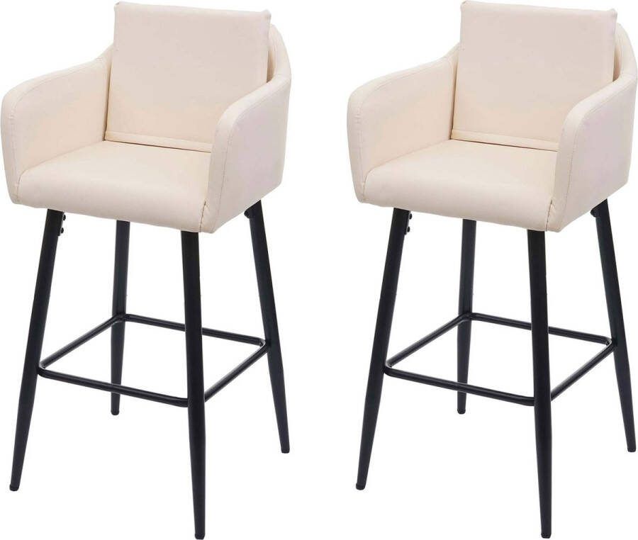 MCW Set van 2 barkrukken -H93 barkruk tegenkruk metalen voetensteun ~ kunstleer crème-beige