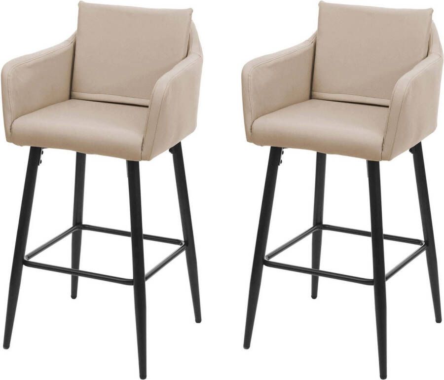 MCW Set van 2 barkrukken -H93 barkruk tegenkruk metalen voetensteun ~ kunstleer taupe-beige