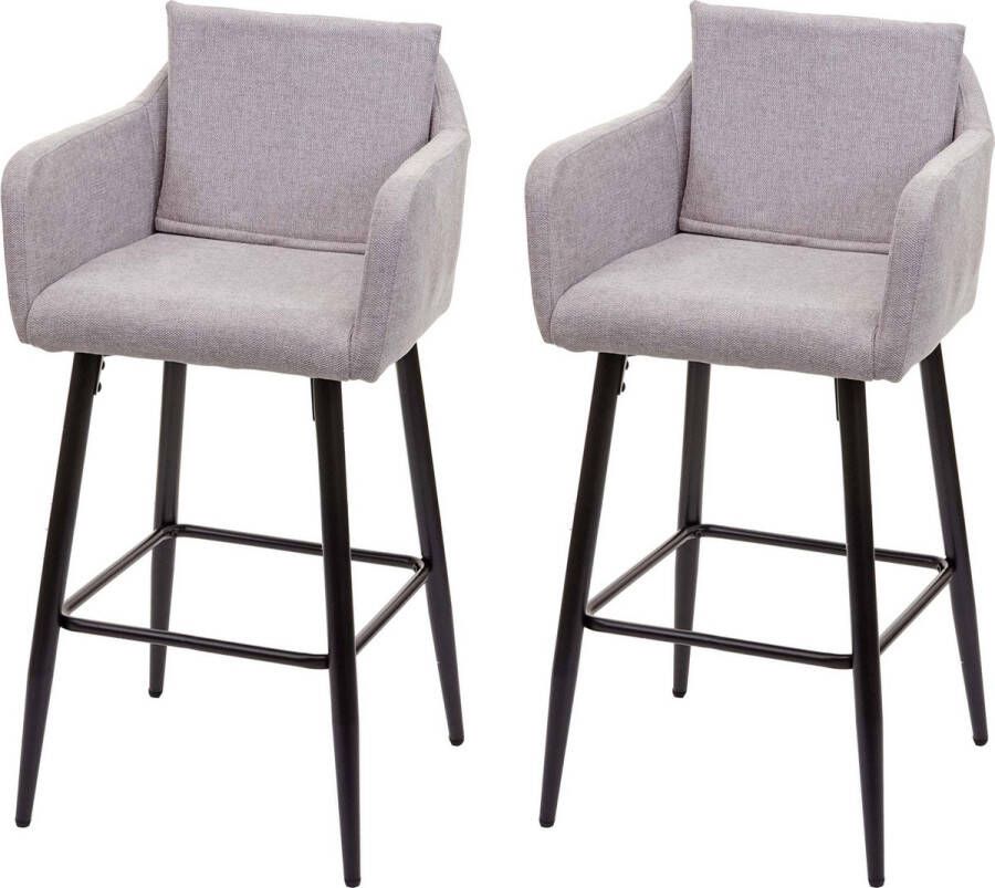 MCW Set van 2 barkrukken -H93 barkruk tegenkruk metalen voetensteun ~ stof textiel lichtgrijs