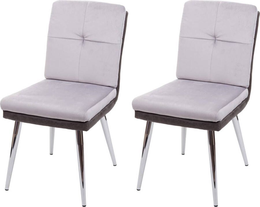 MCW Set van 2 eetkamerstoelen -G48 keukenstoel gestoffeerde stoel fauteuil kunstleer fluweel MVG-gecertificeerd ~ grijs