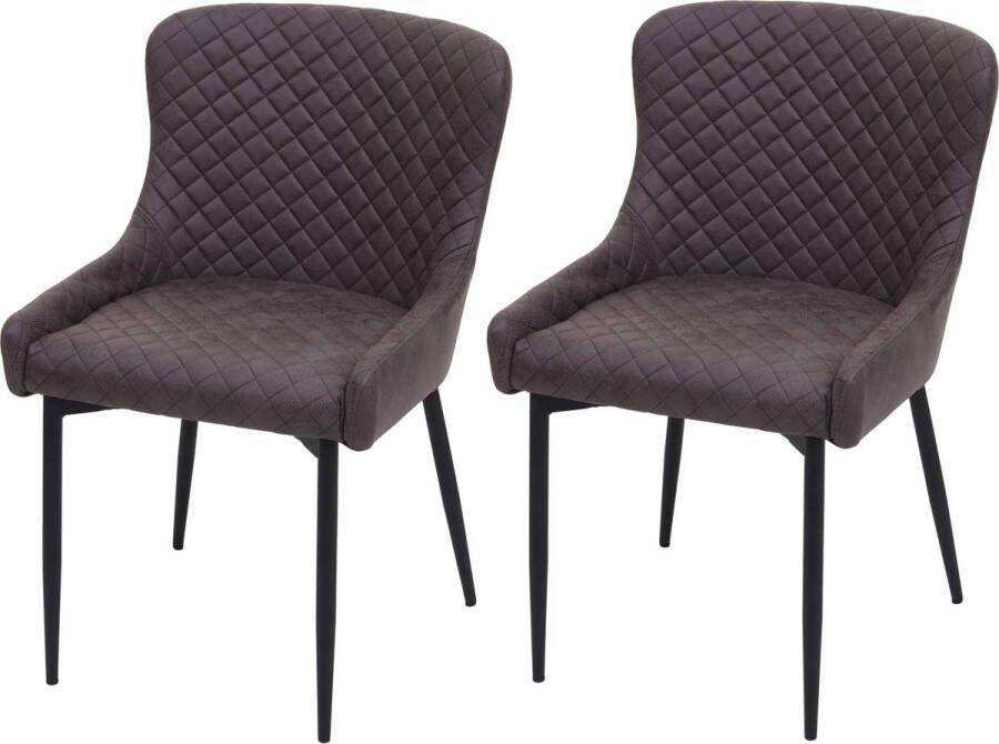 MCW Set van 2 eetkamerstoelen -H79 keukenstoel fauteuil stoel vintage metaal ~ stof textiel donkergrijs