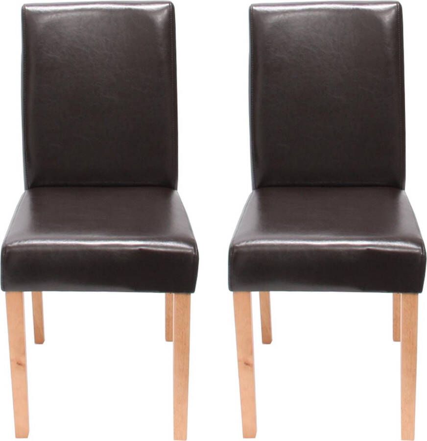 Cosmo Casa Set van 2 eetkamerstoelen Keukenstoel Littau ~ kunstleer bruin lichtgekleurde poten