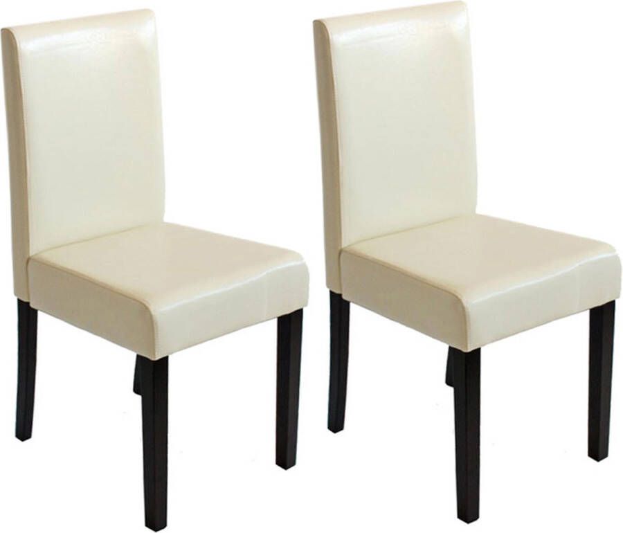 Cosmo Casa Set van 2 eetkamerstoelen Keukenstoel Littau ~ kunstleer crème donkere poten - Foto 2