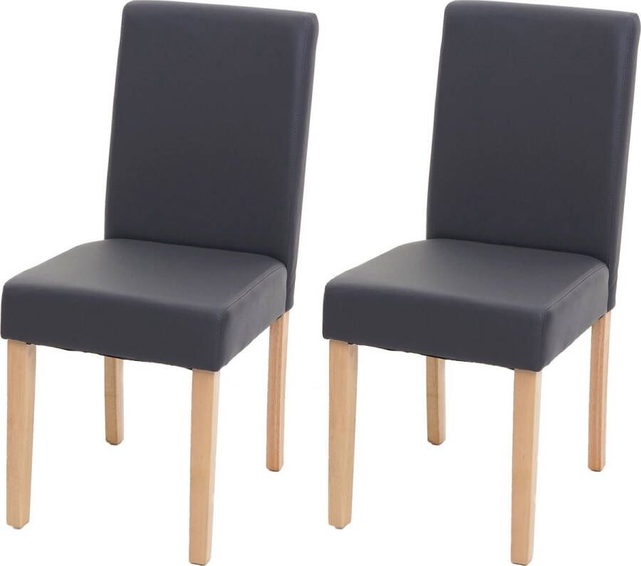 Cosmo Casa Set van 2 eetkamerstoelen Keukenstoel Littau ~ kunstleer grijs mat lichte poten