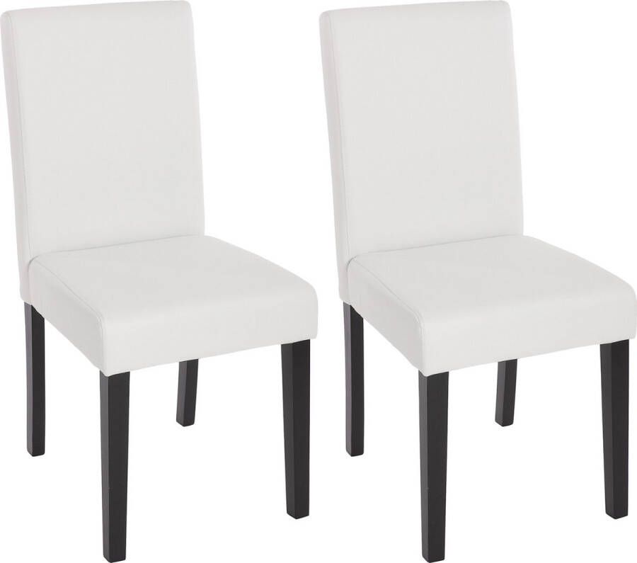 Cosmo Casa Set van 2 eetkamerstoelen keukenstoelen Littau Kunstleer Mat wit Donkere poten