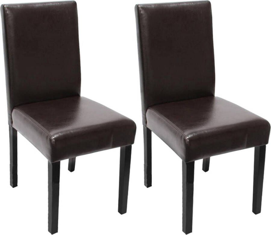 MCW Set van 2 eetkamerstoelen Keukenstoel Littau ~ leer bruin donkere poten