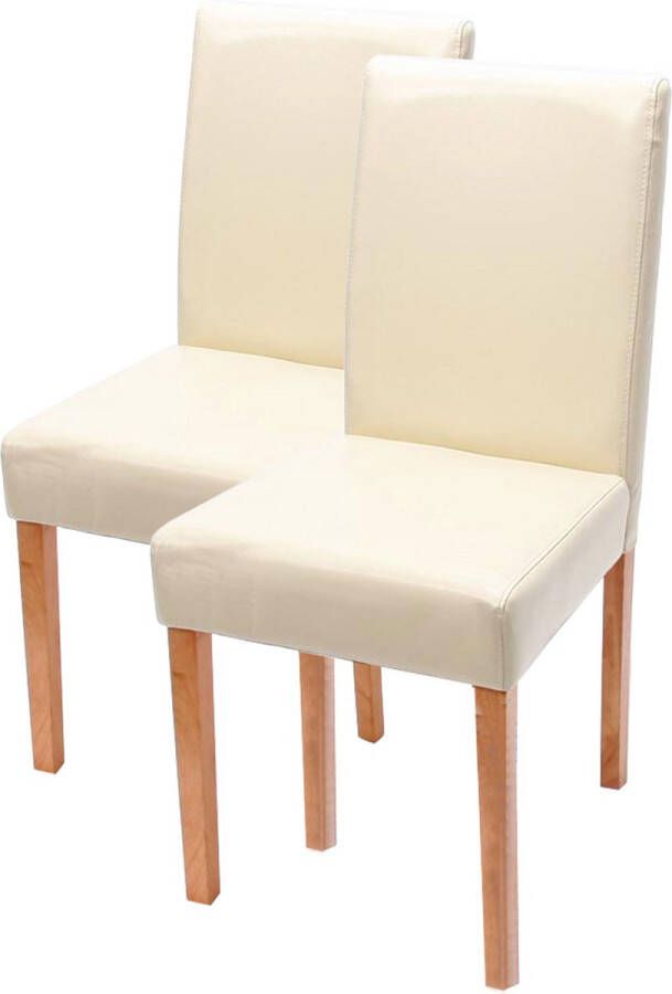 MCW Set van 2 eetkamerstoelen Keukenstoel Littau ~ leer crème lichtgekleurde poten