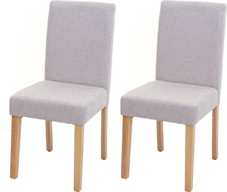 MCW Set van 2 eetkamerstoelen Keukenstoel Littau ~ textiel crème-beige lichtgekleurde poten